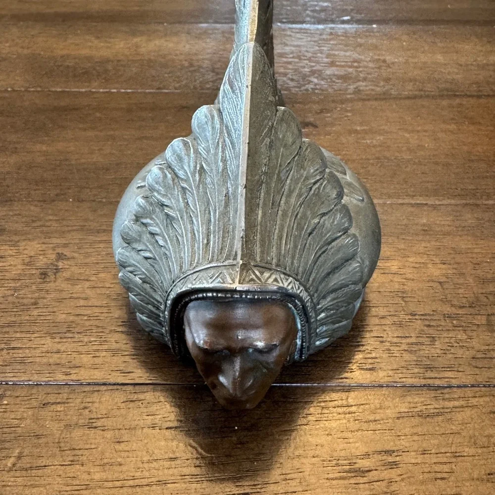 Vintage 1920s Pontiac Native American Radiator Cap Hood Ornament Silver Bronze